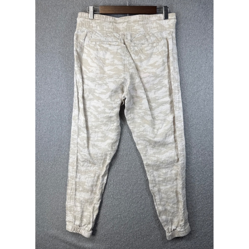 Athleta Cabo Tide Linen Jogger Pants Drawstring Elastic Waist Camo Tan Size 6 - Picture 5 of 12